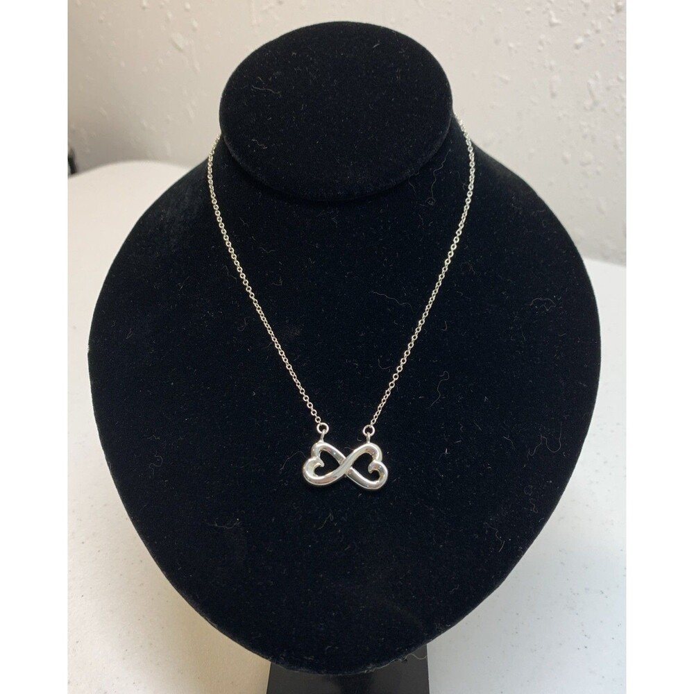 Sterling Silver 925 Necklace Infinity Double Loving Hearts minimalist gift 18”